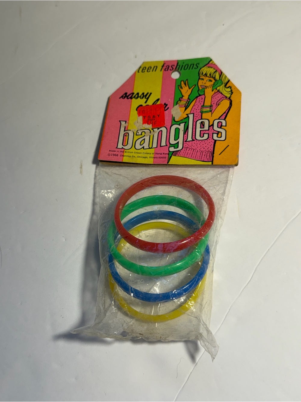 Vintage Kids Sassy Bangles - Red, Green, Blue, Yellow -